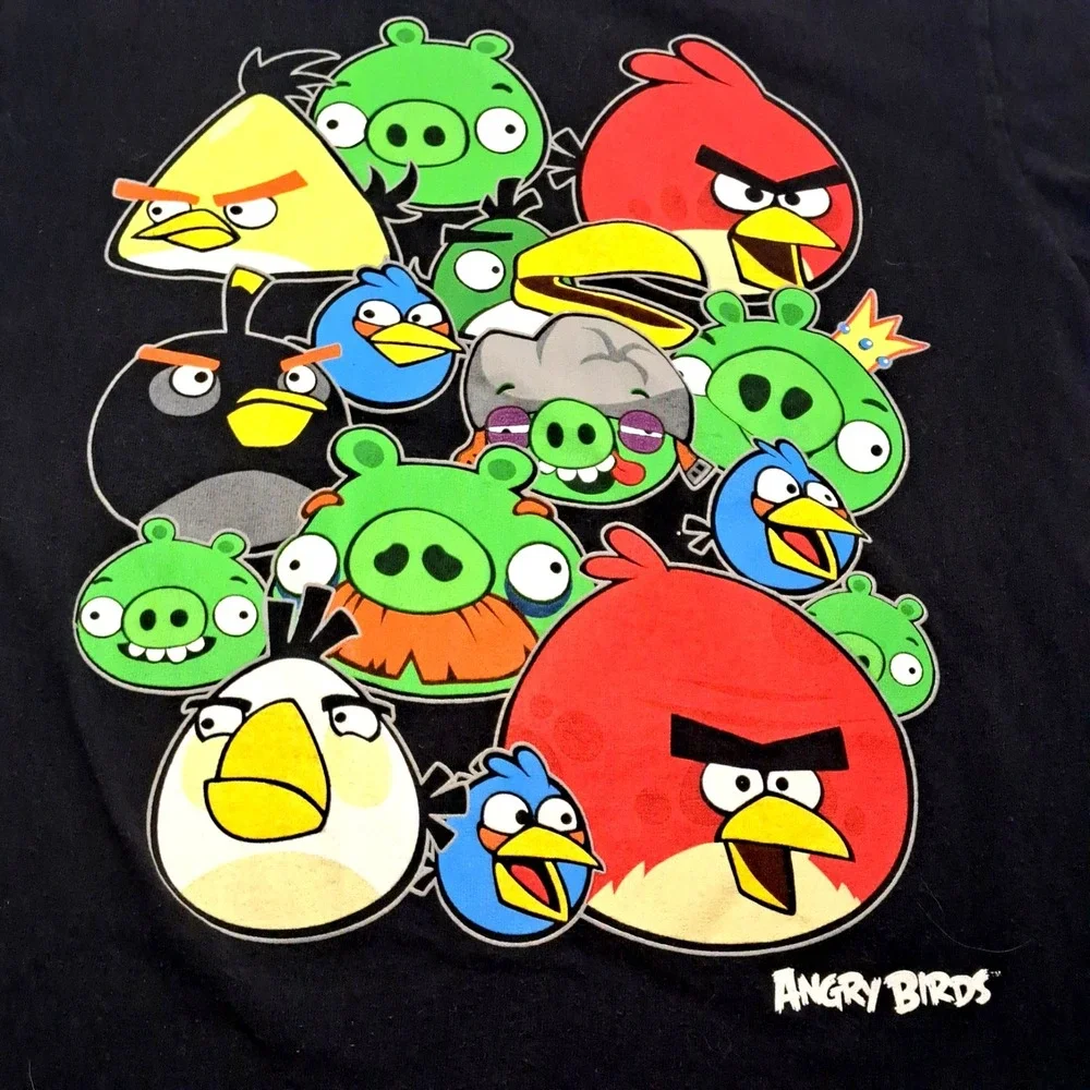 2011 Angry‎ Birds Short Sleeve T-shirt Boys Size M 10/12 Retro 100% Cotton